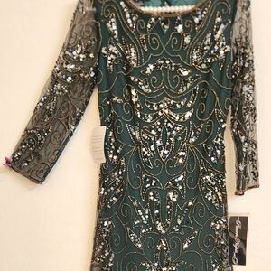 Elegant Hunter Green Sequin Dress